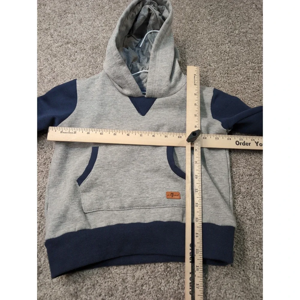 7 For All Mankind Boys Hoodie Gray Navy Colorblock Pullover Size 5‎